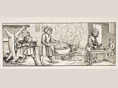 Interior of a Kitchen, after a Woodcut in 